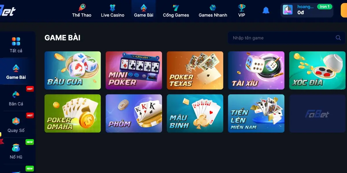 Game bài đổi thưởng fabet