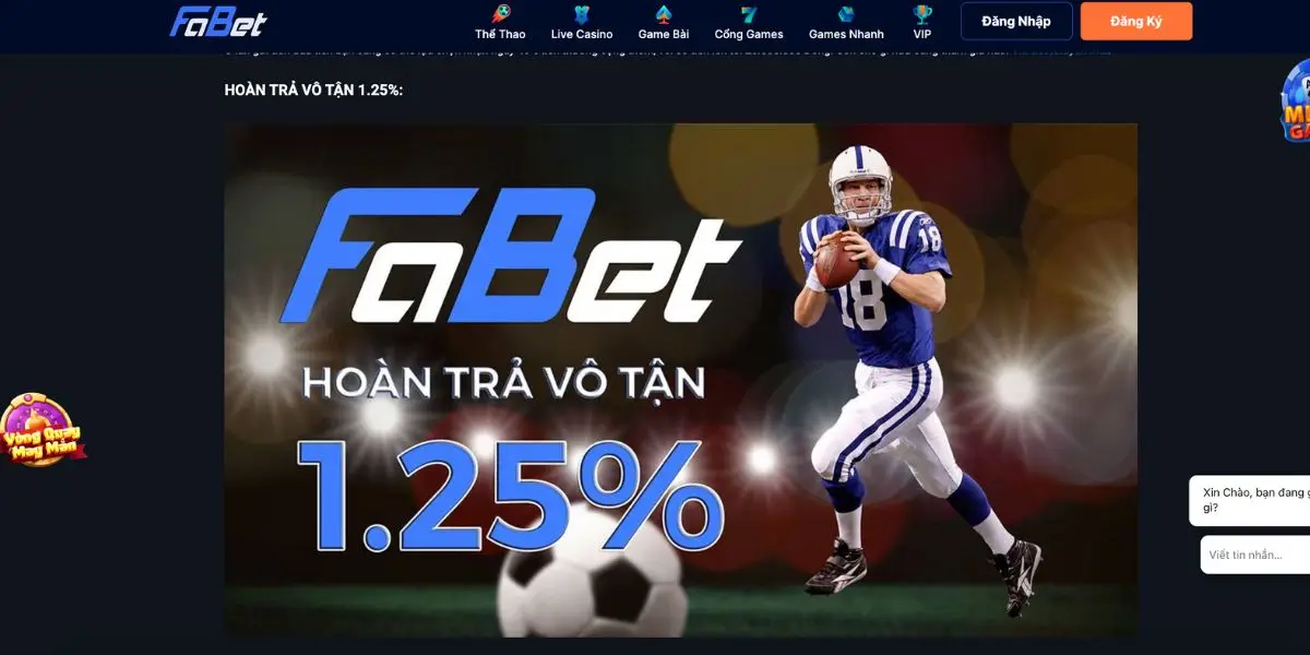 Uu dai hoan tra tien cuoc cuc chat tai Fabet