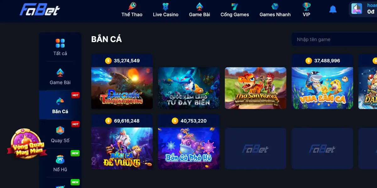 Bắn cá với tỉ lệ trả thưởng cực cao