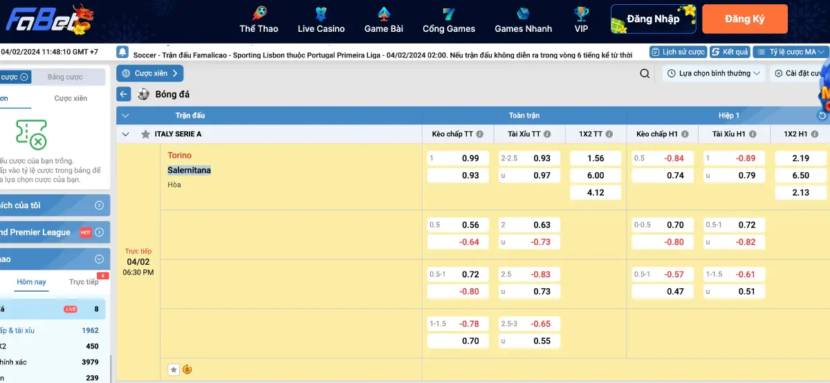 Cách cược kèo hòa được thua tại nhà cái Fabet