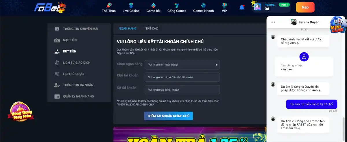 Cách khắc phục khi rút tiền bị từ chối