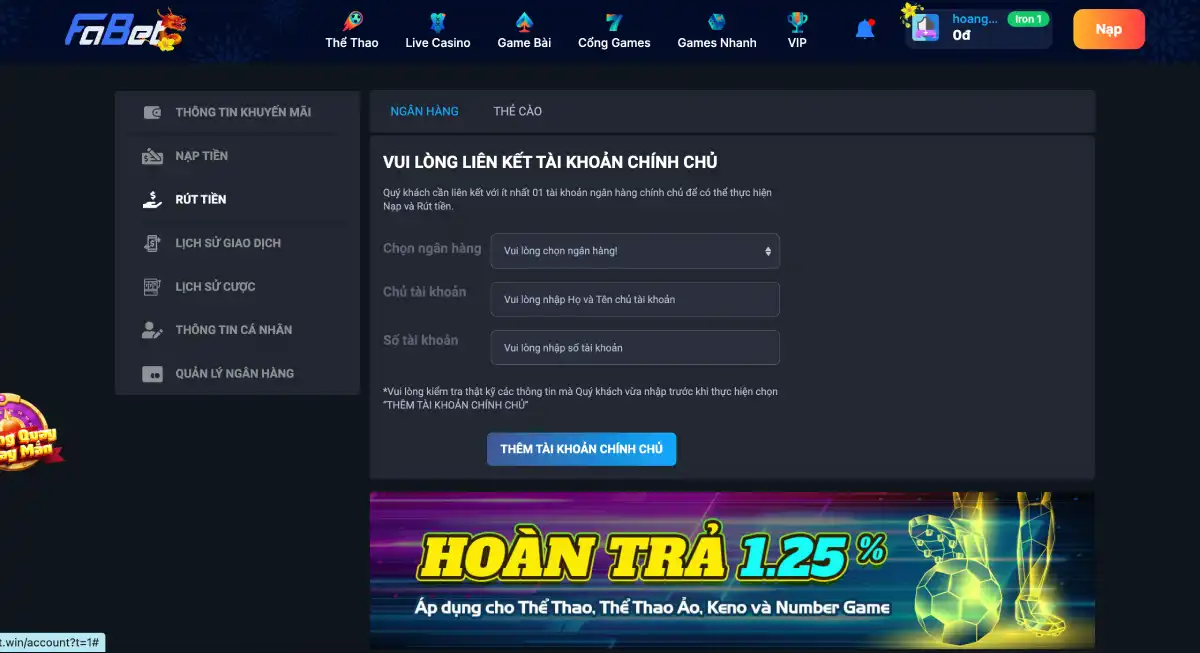 Hướng dẫn rút tiền tại Fabet một cách hiệu quả