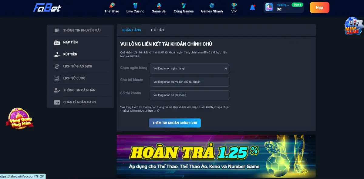 Hướng dẫn rút tiền tại Fabet đơn giản cho người mới