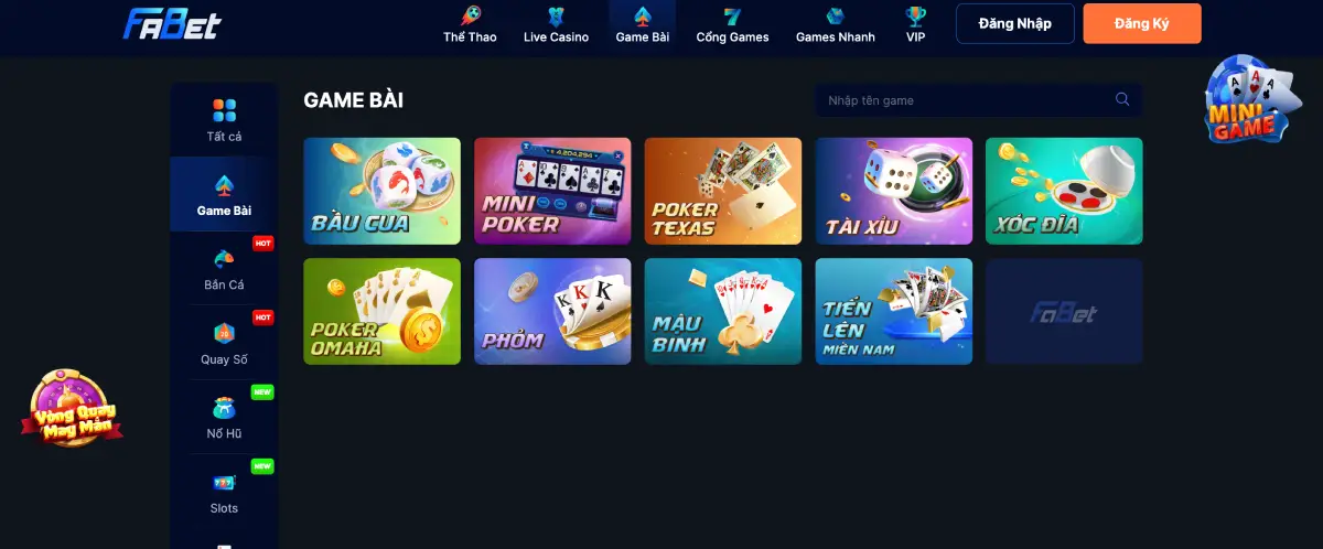 Top 5 Game Đánh Bài Ăn Tiền Trên Fabet Hấp Dẫn Không Thể Bỏ Qua 